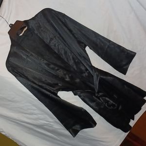 Black satin robe
